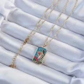 BUĞZ 316L Çelik Zincir Altın Renk Taç ve Kız Figürlü Renkli Mineli Tarot Kolye - Lisinya