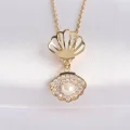 BUĞZ 316L Çelik Zincir Altın Renk Zirkon Taşlı İnci Detay İstiridye Kolye