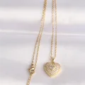 BUĞZ 316L Çelik Zincir Altın Renk Zirkon Taşlı Kalp Kolye - Lisinya