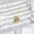 BUĞZ 316L Çelik Zincir Gold Aslan Madalyon Model Zirkon Taşlı Kadın Kolye