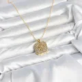 BUĞZ 316L Çelik Zincir Gold Aslan Madalyon Model Zirkon Taşlı Kadın Kolye - BUĞZ