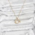 BUĞZ 316L Çelik Zincir Gold Renk Ay Yıldız Model Zirkon Taşlı Kadın Kolye