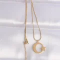 BUĞZ 316L Çelik Zincir Gold Renk Ay Yıldız Unisex Kolye