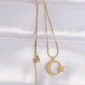 BUĞZ 316L Çelik Zincir Gold Renk Ay Yıldız Unisex Kolye - Lisinya