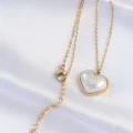 BUĞZ 316L Çelik Zincir Gold Renk Beyaz Taşlı Bubble Kalp Kolye - BUĞZ