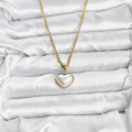BUĞZ 316L Çelik Zincir Gold Renk Bombeli Kalp Model Kadın Kolye