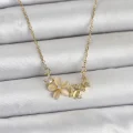 BUĞZ 316L Çelik Zincir Gold Renk Çiçek ve Kelebek Model Kadın Kolye