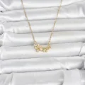 BUĞZ 316L Çelik Zincir Gold Renk Çiçek ve Kelebek Model Kadın Kolye