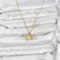 BUĞZ 316L Çelik Zincir Gold Renk Deniz Yıldızı Model Zirkon Taşlı Kadın Kolye - BUĞZ