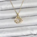 BUĞZ 316L Çelik Zincir Gold Renk İncili Çiçek Model Kadın Koyle