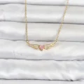 BUĞZ 316L Çelik Zincir Gold Renk Kanatlı Pembe Kalp Model Kadın Kolye