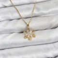 BUĞZ 316L Çelik Zincir Gold Renk Kar Tanesi Model Zirkon Taşlı Kadın Kolye