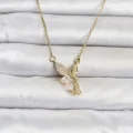 BUĞZ 316L Çelik Zincir Gold Renk Kelebek Model Kadın Kolye
