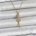 BUĞZ 316L Çelik Zincir Gold Renk Kılıç Model Kadın Kolye