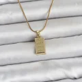 BUĞZ 316L Çelik Zincir Gold Renk Külçe Altın Model Kadın Kolye