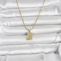 BUĞZ 316L Çelik Zincir Gold Renk Külçe Altın Model Kadın Kolye
