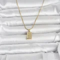 BUĞZ 316L Çelik Zincir Gold Renk Külçe Altın Model Kadın Kolye - BUĞZ