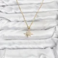 BUĞZ 316L Çelik Zincir Gold Renk Kutup Yıldızı Model Zirkon Taşlı Kadın Kolye