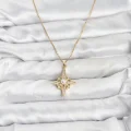 BUĞZ 316L Çelik Zincir Gold Renk Kutup Yıldızı Model Zirkon Taşlı Kadın Kolye