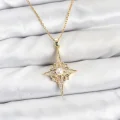 BUĞZ 316L Çelik Zincir Gold Renk Kutup Yıldızı Model Zirkon Taşlı Kadın Kolye - BUĞZ