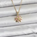 BUĞZ 316L Çelik Zincir Gold Renk Pembe Papatya Model Kadın Kolye