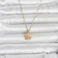 BUĞZ 316L Çelik Zincir Gold Renk Pembe Papatya Model Kadın Kolye