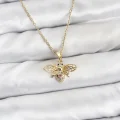 BUĞZ 316L Çelik Zincir Gold Renk Sinek Model Zirkon Taşlı Kadın Kolye