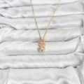 BUĞZ 316L Çelik Zincir Gold Renk Teddy Bear Model Zirkon Taşlı Kadın Kolye - BUĞZ