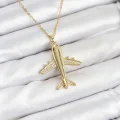 BUĞZ 316L Çelik Zincir Gold Renk Uçak Model Kadın Kolye
