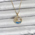 BUĞZ 316L Çelik Zincir Gold Renk Zirkon Taşlı Deniz Temalı Kadın Kolye