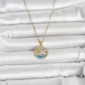 BUĞZ 316L Çelik Zincir Gold Renk Zirkon Taşlı Deniz Temalı Kadın Kolye