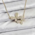 BUĞZ 316L Çelik Zincir Gold Renk Zirkon Taşlı Kelebek Model Kadın Kolye