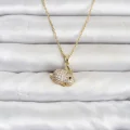 BUĞZ 316L Çelik Zincir Gold Renk Zirkon Taşlı Tavşan Model Kadın Kolye