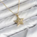 BUĞZ 316L Çelik Zincir Gold Renk Zirkon Taşlı Yıldız Model Kadın Kolye