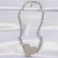 BUĞZ 316L Çelik Zincir Gümüş Renk Düz Plaka Kalp Kolye