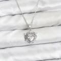 BUĞZ 316L Çelik Zincir Gümüş Renk Kalp Model Zirkon Taşlı Kadın Kolye