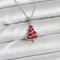 BUĞZ 316L Çelik Zincir Gümüş Renk Kırmızı Çam Ağacı Model Yılbaşı Temalı Kadın Kolye