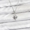 BUĞZ 316L Çelik Zincir Gümüş Renk Kutup Yıldızı Model Kadın Kolye