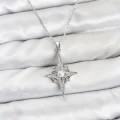 BUĞZ 316L Çelik Zincir Gümüş Renk Kutup Yıldızı Model Zirkon Taşlı Kadın Kolye