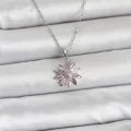 BUĞZ 316L Çelik Zincir Gümüş Renk Pembe Papatya Model Kadın Kolye