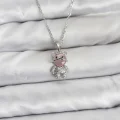 BUĞZ 316L Çelik Zincir Gümüş Renk Teddy Bear Model Zirkon Taşlı Kadın Kolye