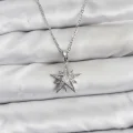 BUĞZ 316L Çelik Zincir Gümüş Renk Yıldız Model Zirkon Taşlı Kadın Kolye