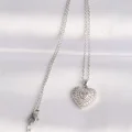 BUĞZ 316L Çelik Zincir Gümüş Renk Zirkon Taşlı Kalp Kolye - Lisinya
