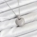 BUĞZ 316L Çelik Zincir Gümüş Renk Zirkon Taşlı Kalpli Kadın Kolye