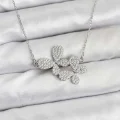 BUĞZ 316L Çelik Zincir Gümüş Renk Zirkon Taşlı Kelebek Model Kadın Kolye