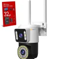  32 Gb Hafıza Kartlı 4mp Yoosee Çift Lens Ip Kamera - Wıfı Otomatik İzleme, Su Geçirmez Kablosuz Güvenlik Ev Kamerası, Renkli Gece Görüş