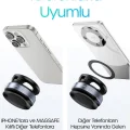 BUĞZ 360 Araba Telefon Tutucu Ayarlanabilir Masa Üstü Vakumlu Mıknatıslı Magsafe Telefon Tutucu Siyah