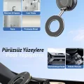 BUĞZ 360 derece dönebilen, MagSafe uyumlu vakumlu telefon tutuculu sehpa. Siyah renklidir.
