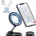 BUĞZ 360 Dönebilen Telefon Tutucu - Ayarlanabilir Mıknatıslı Vakumlu Araç İçi Telefon Tutucu
