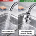 BUĞZ 360° Döner Krom 3 Fonksiyonlu Musluk Başlığı | Sıçramasız, Basınçlı ve Su Tasarruflu